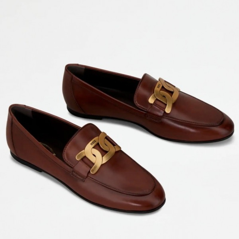 Tod's Kate Loafers In Brown Calfskin